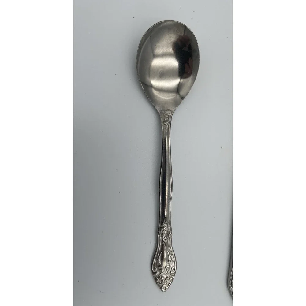 Vtg. 41 Piece Rogers Co. Japan Stainless Flatware Rose Pattern Knife Fork Spoon